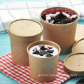 Kraft Paper Salad Bowl With LID Disposable Paper Container Kraft Paper Salad Bowl Factory